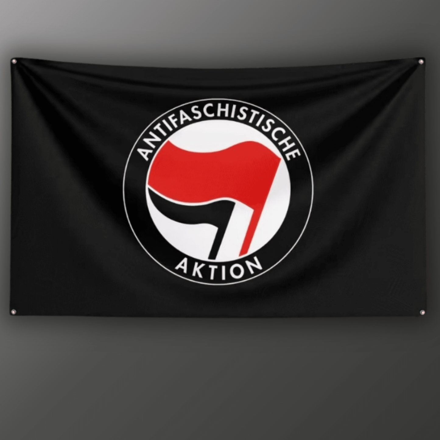 Antifa - Flagge, schwarz – 150 x 90 cm, mit 4 Ösen. - SoliWear