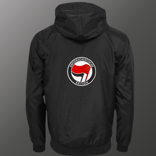 Antifaschistische Aktion Windbreaker | Premiumqualität, beidseitig bedruckt