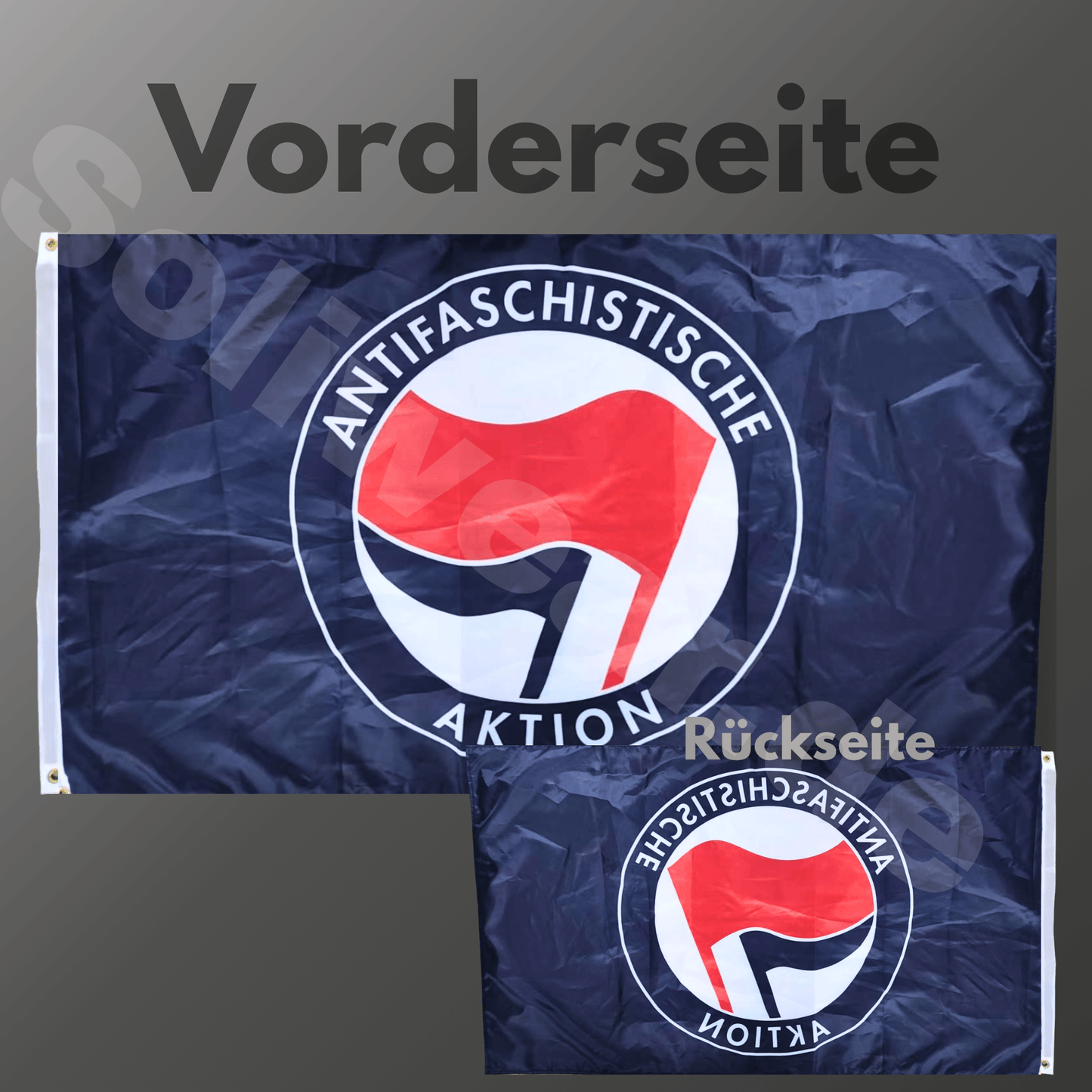 Schwarze Antifa - Fahne - 150 x 90 cm mit Spiegeldruck - SoliWear