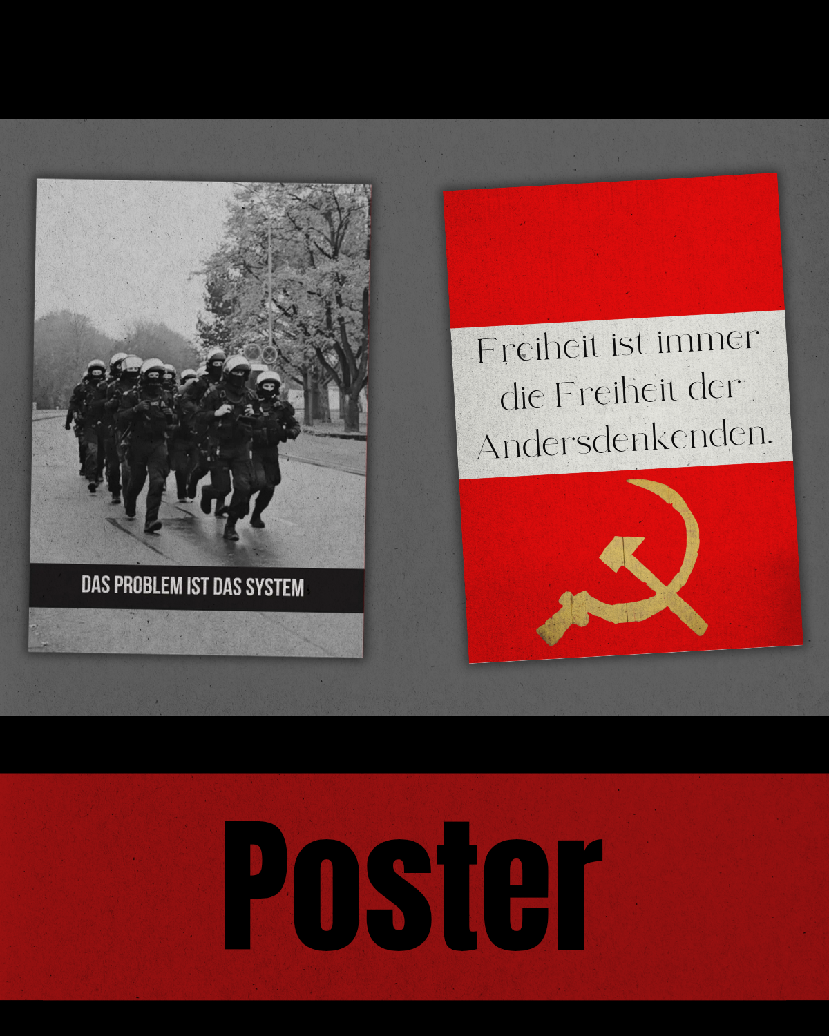 Politisches Poster von SoliWear mit antifaschistischem Szene-Design und Streetwear-Ästhetik ✊
