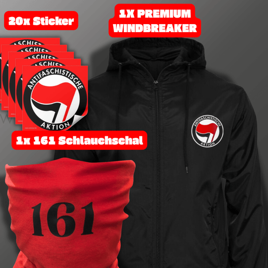 Antifa Aktionspaket – Windbreaker, Schal & Sticker - SoliWear