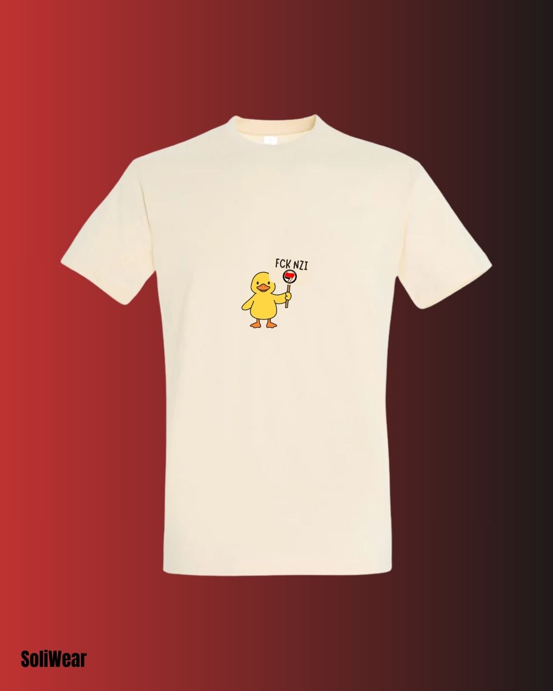 Antifa Ente Logo in der Mitte T-Shirt – Handbedruckt, Fair, Vegan und Nachhaltig