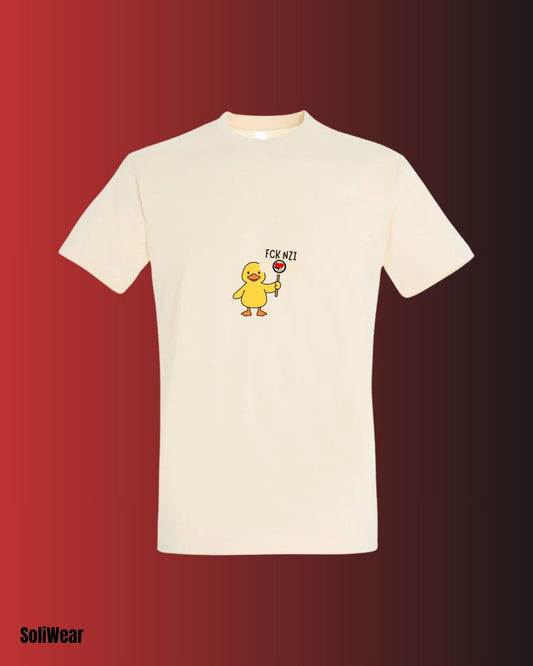 Antifa Ente Logo in der Mitte T-Shirt – Handbedruckt, Fair, Vegan und Nachhaltig