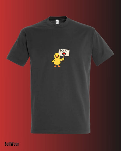 Antifa Ente Logo in der Mitte T-Shirt – Handbedruckt, Fair, Vegan und Nachhaltig