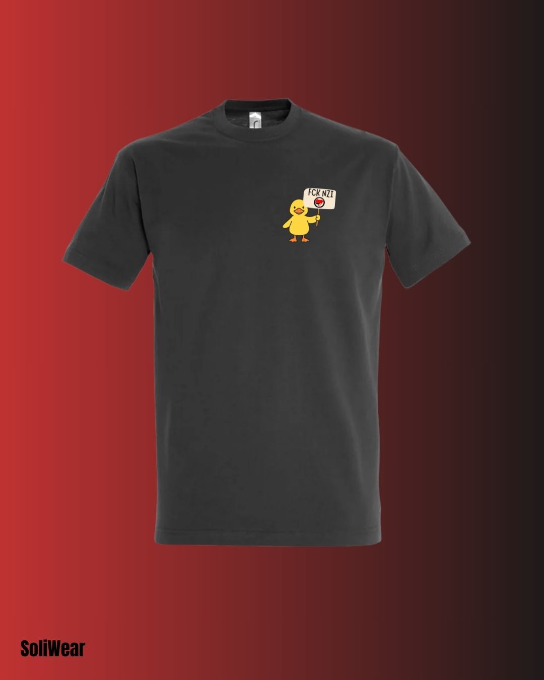 Vegan Antifa Ente T-Shirt – Kleines Logo, klare Haltung