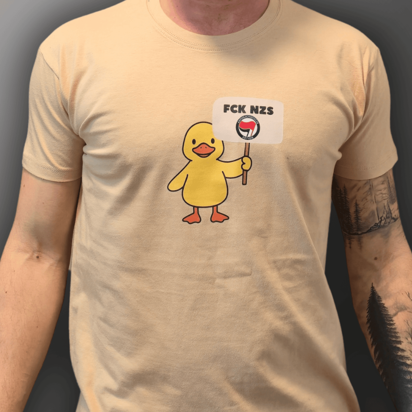 FCK NZS Antifa Enten T-Shirt – Logo mittig Unisex - SoliWear