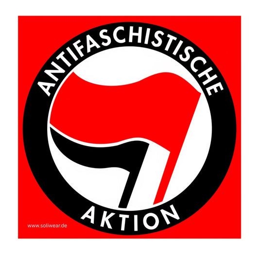 Antifa Demo Starterset – Shirt + Pin + Schal + 50 Sticker + Fahne - SoliWear