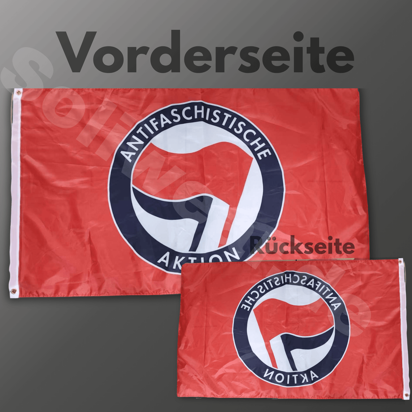 Rote Antifa - Fahne - 150 x 90 cm Spiegeldruck - SoliWear