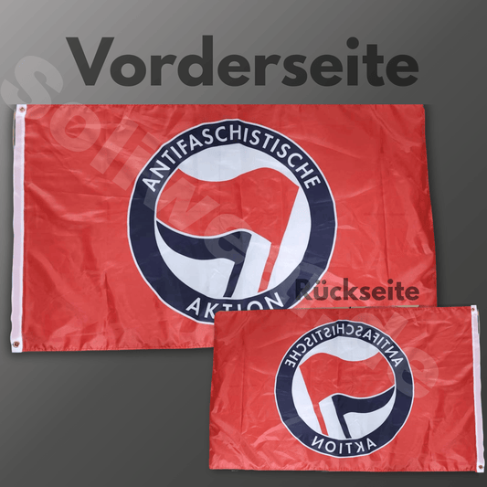 Rote Antifa - Fahne - 150 x 90 cm Spiegeldruck - SoliWear