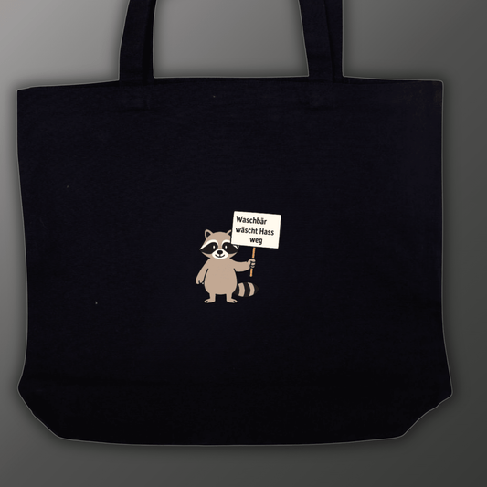 SoliWear Einkauftasche – Fair, Robust und Nachhaltig Waschbär - SoliWear